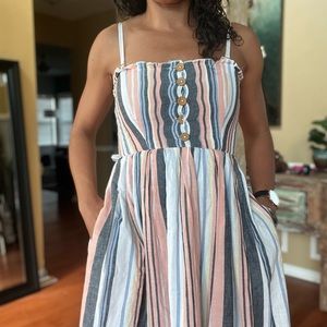 Free People Pink Multicolor Lilah Midi Dress